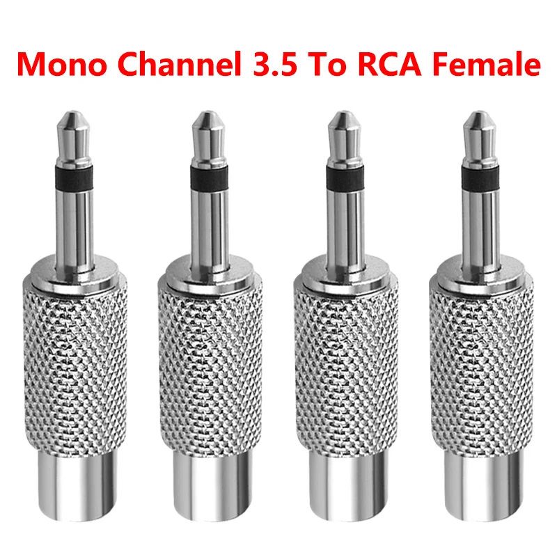 Metal RCA Female to 3.5mm Male Plug 2 Pole TS Audio Adapter RCA Jack Socket to 3.5mm Plugs Mono