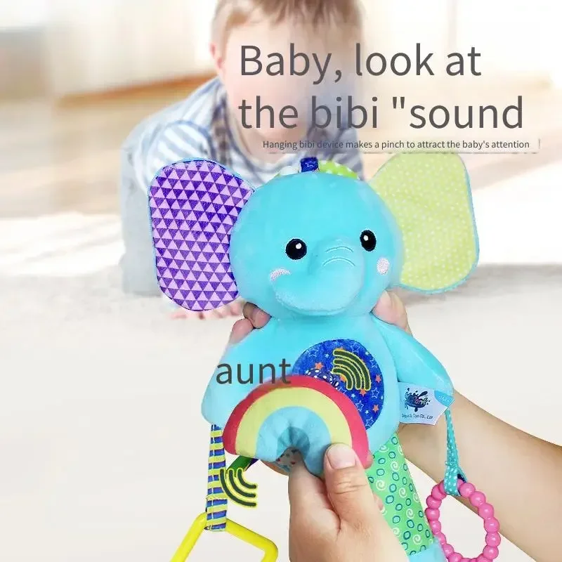 جرس سرير وعربة الأطفال المعلقة - لعبة خشخيشة أطفال محشوة لطيفة على شكل حيوان محشو لعبة قبضة اليد التعليمية لاحتياجات تنمو الدماغ #3