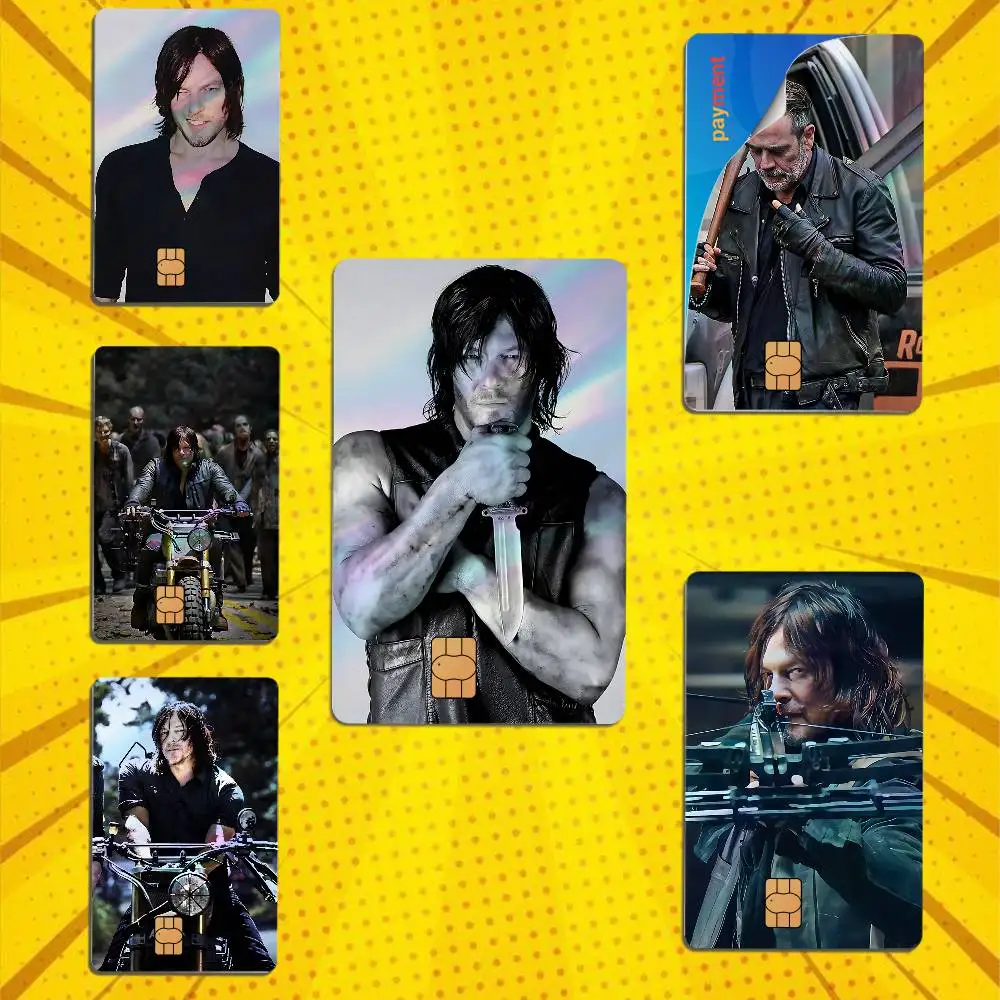 Leather jacket crossbow Daryl Dixon TWD Laser shimmer Credit Card Skin Party Stickers For Visa Bank Card Bus Metro Access Card
