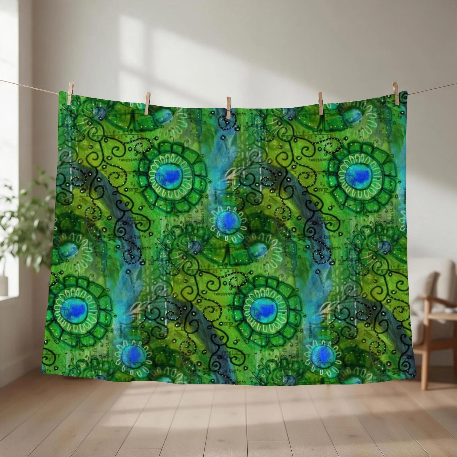 Emerald Boho Abstract Throw Blanket Weighted Cute Plaid Luxury Picnic Blankets