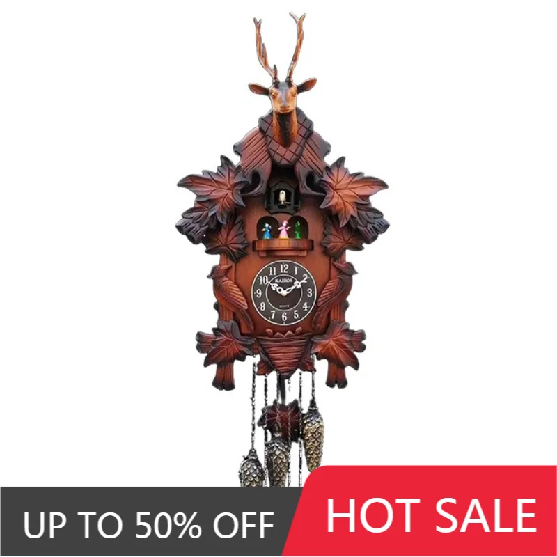 Cuckoo Wall Clock Solid Wood Clocks Living Room Pendulum Clock Luxury Large Watches Bedroom Wall Art Vintage Room Decoration