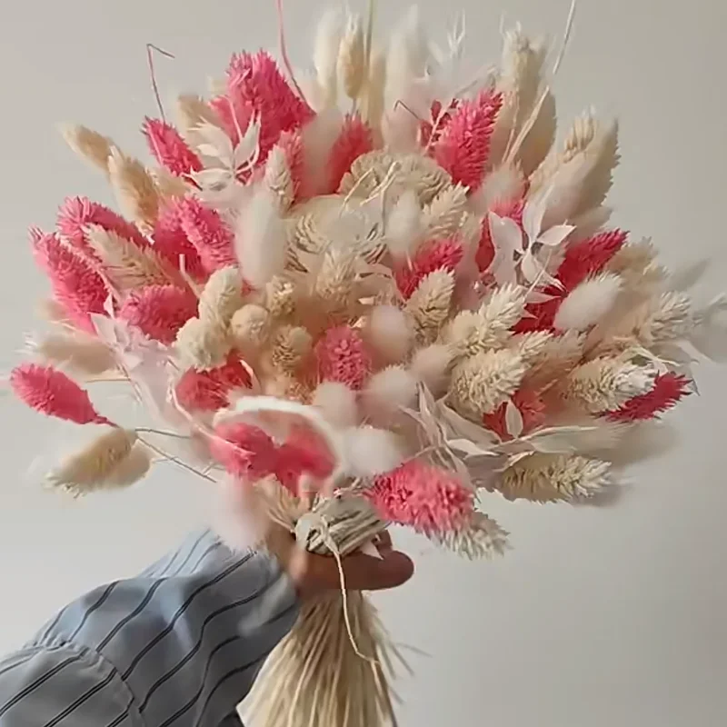 

Natural Dried Pampas Grass Flowers Bridal Wedding Flower Bouquet Artificial Rose Flower Wedding Hand Holding Centerpieces Decor