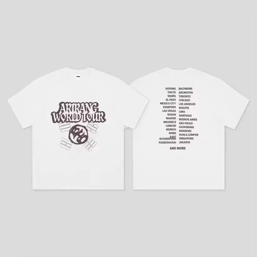 2026 Arirang Boys' Group World Tour Misty Large Size Unisex T-shirt Y2K Loose Men's T-shirt Women's T-shirt