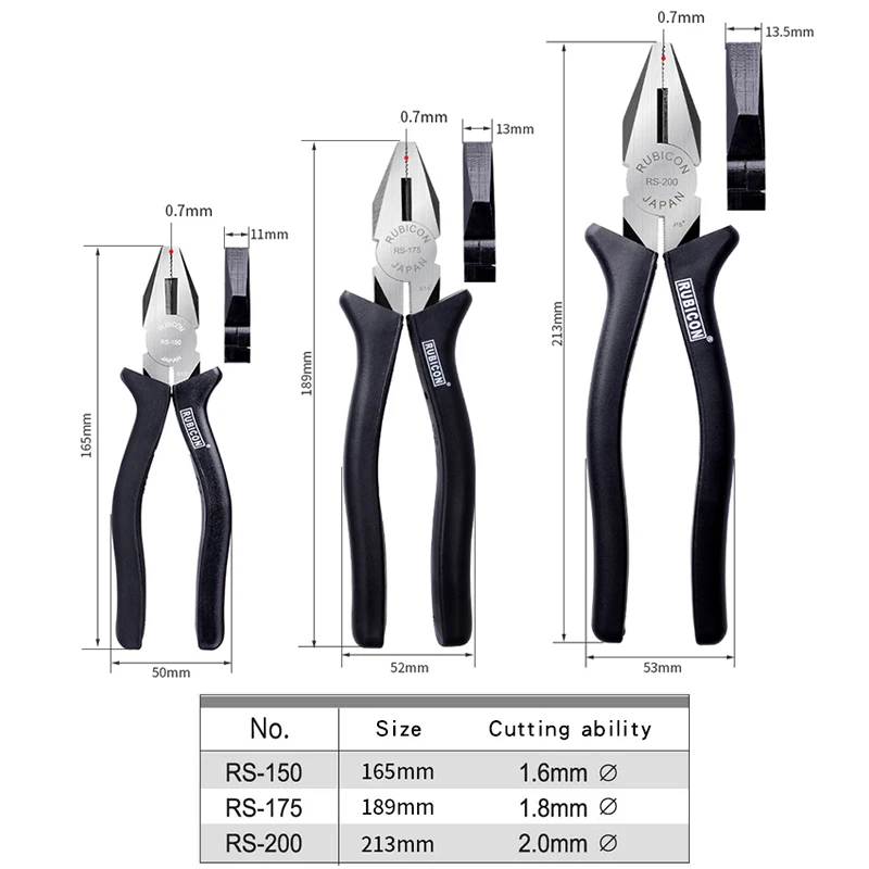 Original RUBICON Multifunctional Combination Plier Electrician Pliers Suitable For Cutting Steel Wire RS-150|175|200