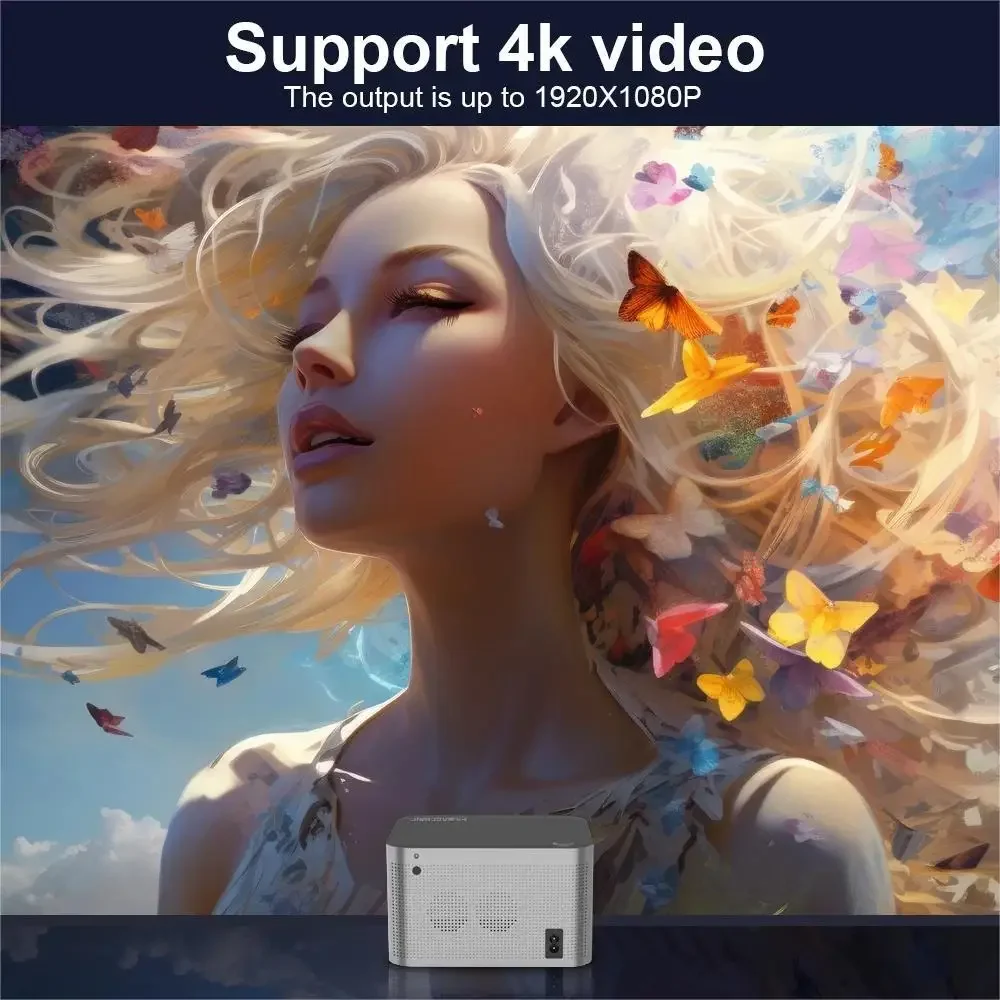 New Projector HY350 Android 11 Real 4K 1920*1080P Wifi6 580ANSI Allwinner H713 2G+32G Voice Control BT5.0 Home Cinema Projetor