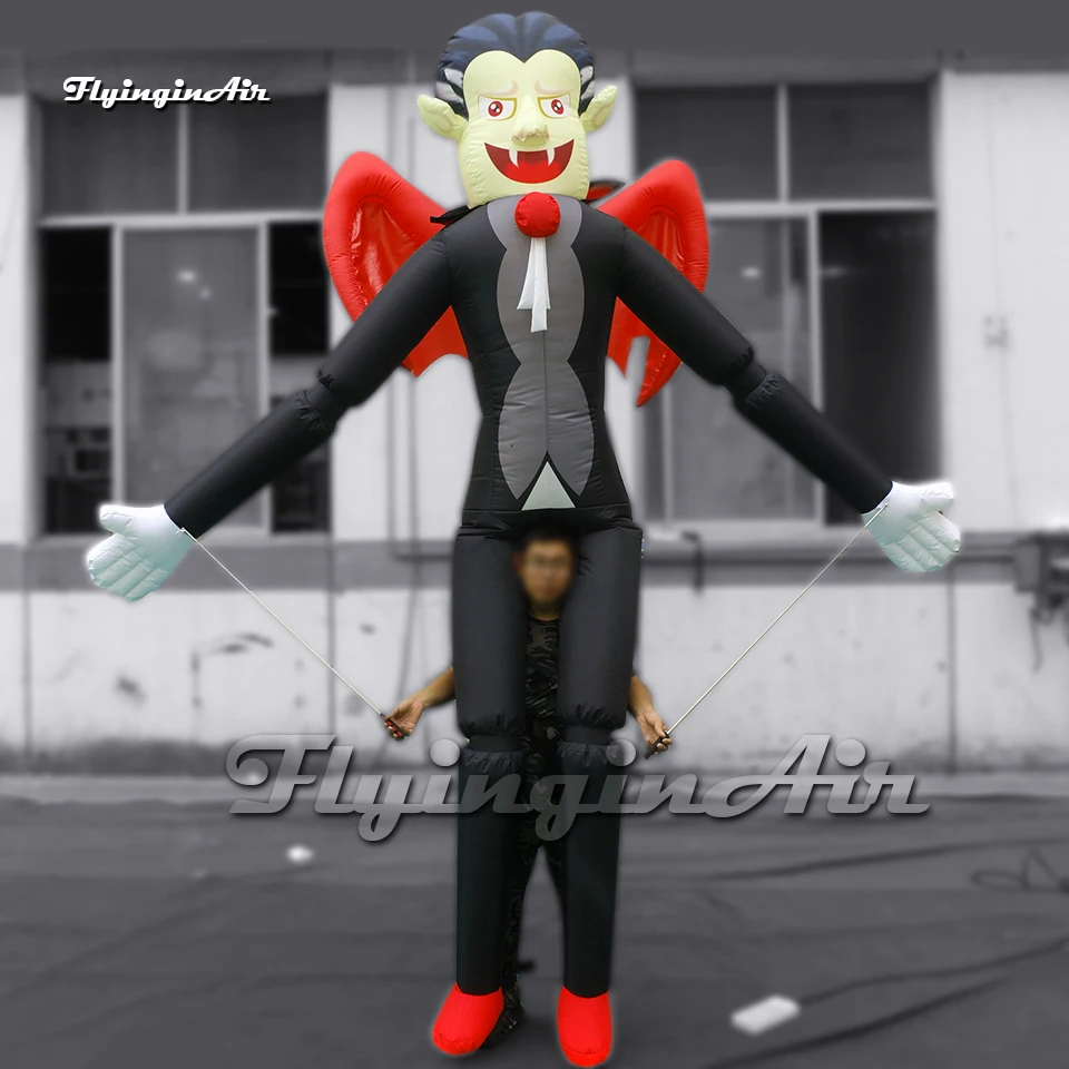 

Halloween Parade Performance Giant Inflatable Vampire Puppet 3.5m Walking Cartoon Dracula Blow Up Bloodsucker Suit For Event