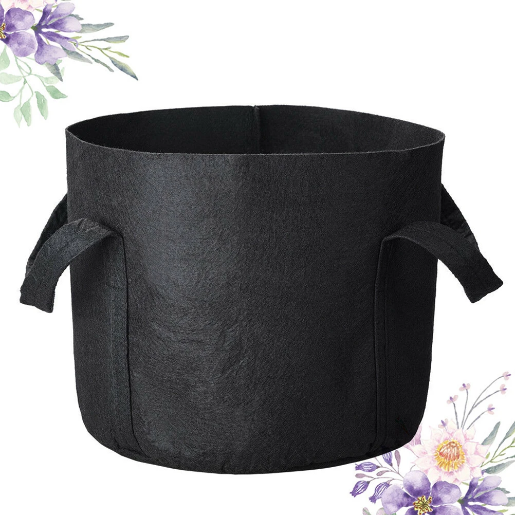 

5pcs Felt Planting Bag Reusable Grow Bag for Herbs Vegetables Use Black Round Hanging Planter for Balcony Yard