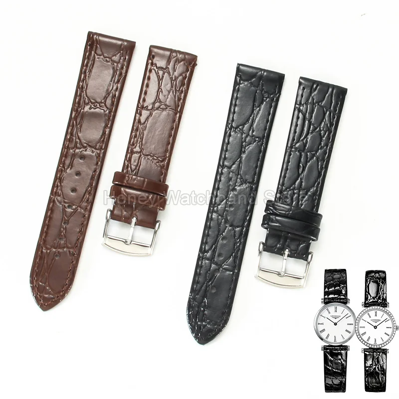 Genuine Leather Watch Strap Solid‑constructed Fade‑resistant Smooth‑backed for Longines La Grande Classique Lyre Watch Accessory