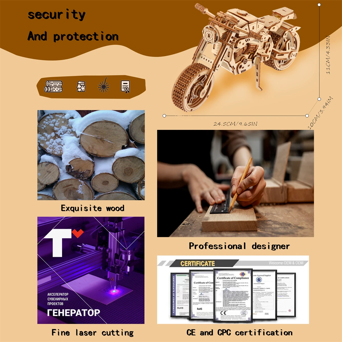 3D 나무 퍼즐 DIY 오토바이 직소 탁상 장식, 나무 공예 보드 게임 장난감, 빌딩 블록, 성인용 생일 선물