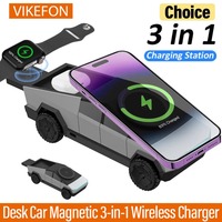 VIKEFON Desk Car Magnetic 3-in-1 Wireless Charger Stand For Magsafe iPhone 16-12 Apple Watch 10~2 SE AirPods Pro Fast Charging