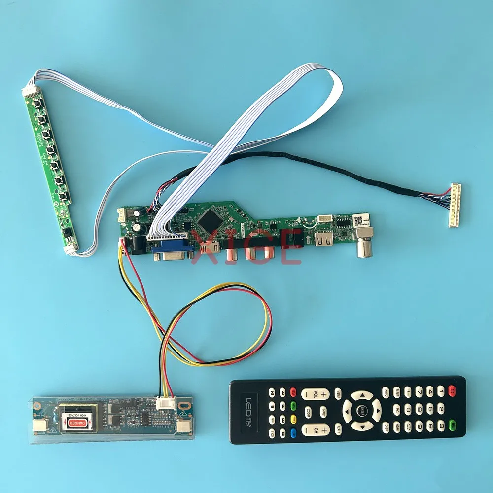 

For CLAA185WA02 CLAA185WA03 M185XW01 Controller Board 1366*768 LCD Screen DIY Kit LVDS 30-Pin IR+USB+AV+HDMI+VGA 2CCFL Analog TV
