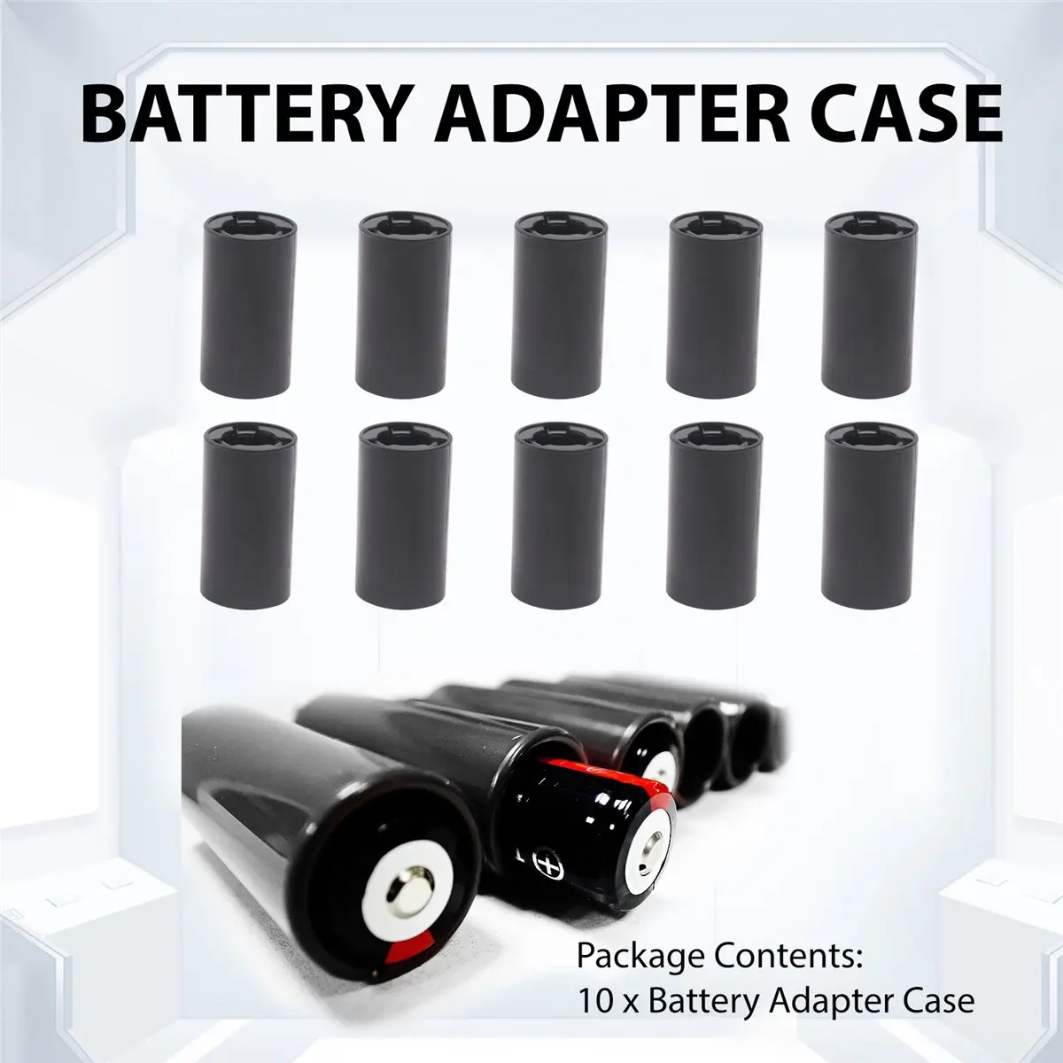 (A26M) 10 Pack AA to C Size Battery Adapter Case,AA to C Size Spacers, AA to Size C Battery Adapter Converter Case(Black)