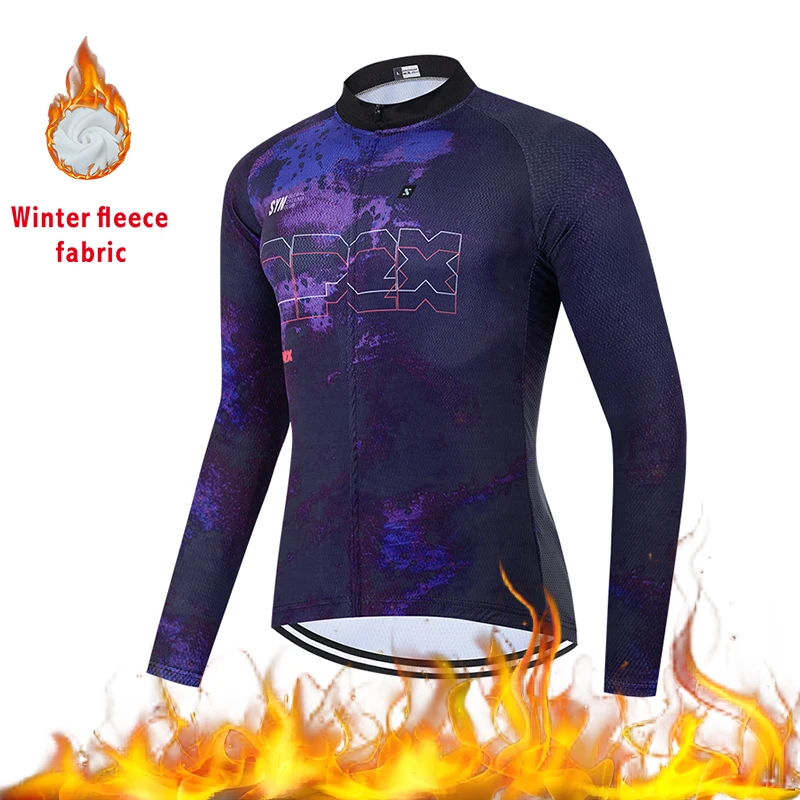 بدلة ركوب الدراجات المخملية الشتوية للرجال من SYN من الجيرسيه، مريلة ركوب مخملية مقاومة للرياح ودافئة على الطرق، سترة دراجة #5