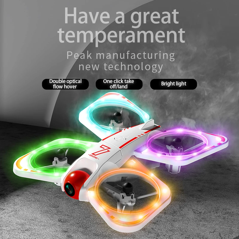 

Крутой ночной дрон с RGB-подсветкой, 4K HD, пульт дистанционного управления с экраном, двойные камеры с защитой от тряски, бесщеточный двигатель, мини-дрон
