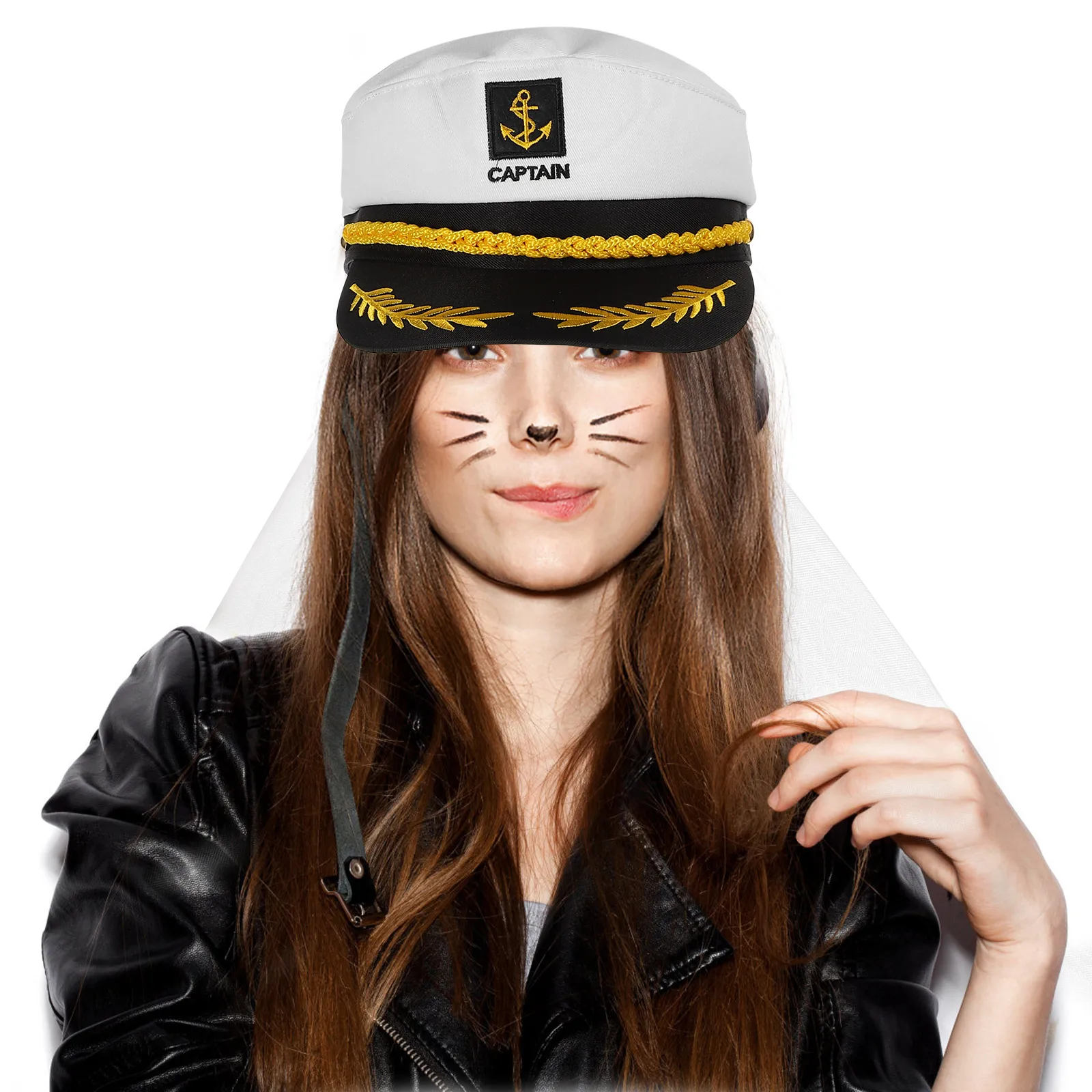 

s Navy Captain Hat Bride Veil Fashionable Cloth Adjustable Party Cosplay Wedding Sailor Hat Prop for Women Costume Accessory