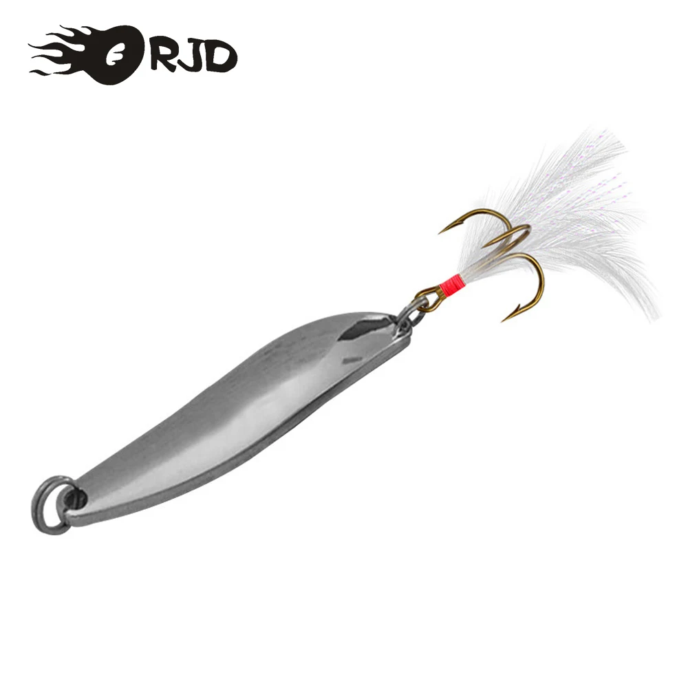 

ORJD 1pcs Metal Spoon Fishing Lures 5g 7g 10g 13g 18g 21g Tourt Hard Bait Wobbler Lure Feather Hook Fishing Tackle Accessories