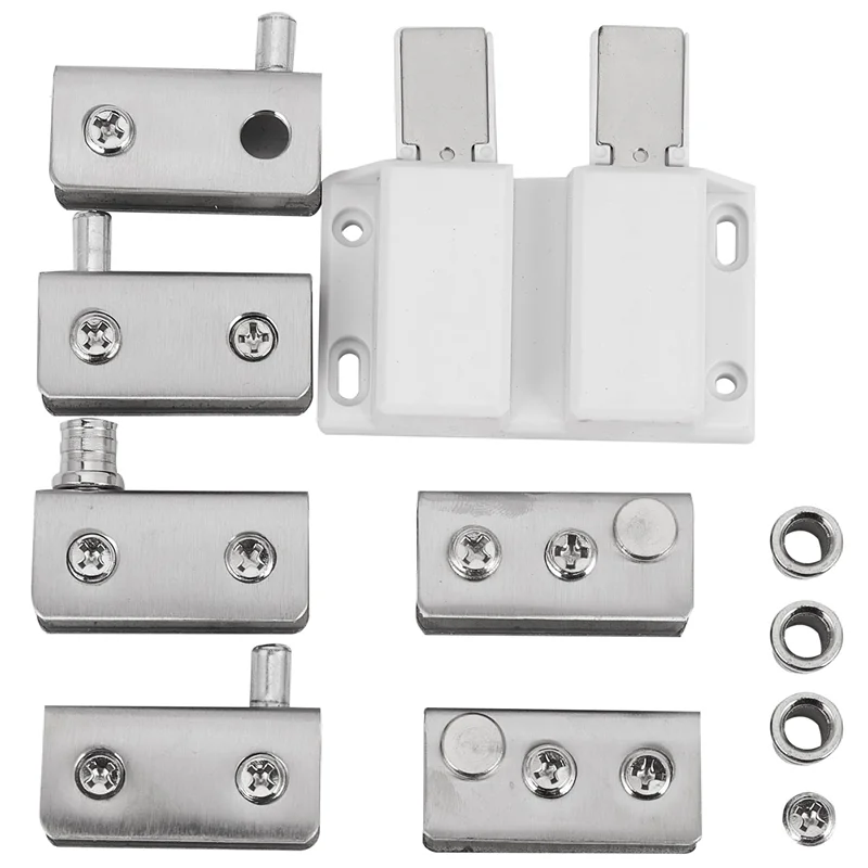 

A19F-5X Stainless Steel Glass Door Pivot Hinge Double Head Magnetic Catch Set For 5-8Mm Glass Door