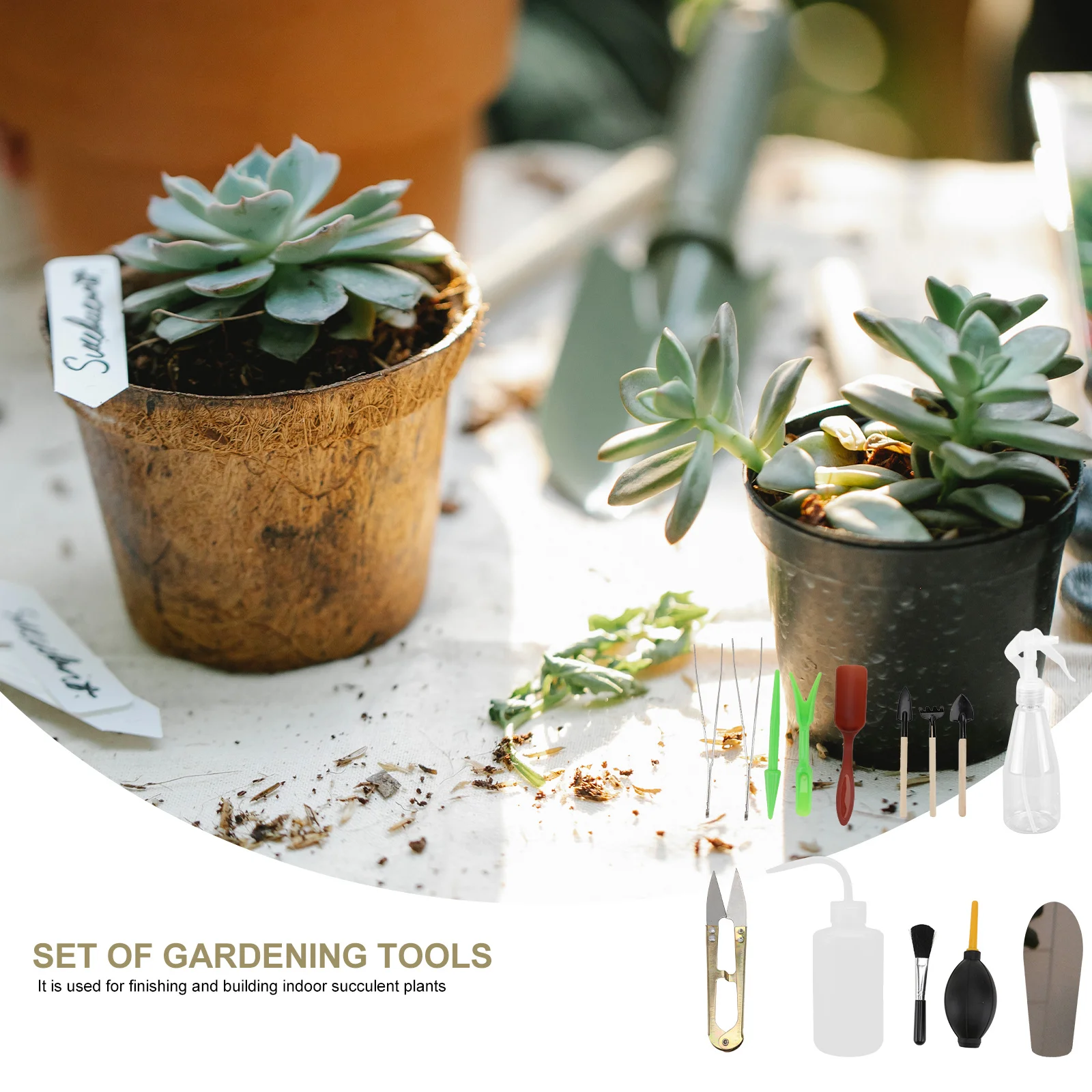 

1Set of 14 Style Mini Gardening Tools Succulent Planting Supplies Portable Durable Ergonomic Design for Weeding Digging