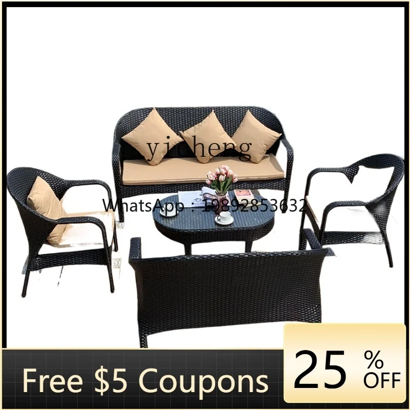 Outdoor Desk-Chair Courtyard Garden Balcony  Rattan Chair Sofa Three-Piece and Five-Piece Set Combination Terrace Outdoor