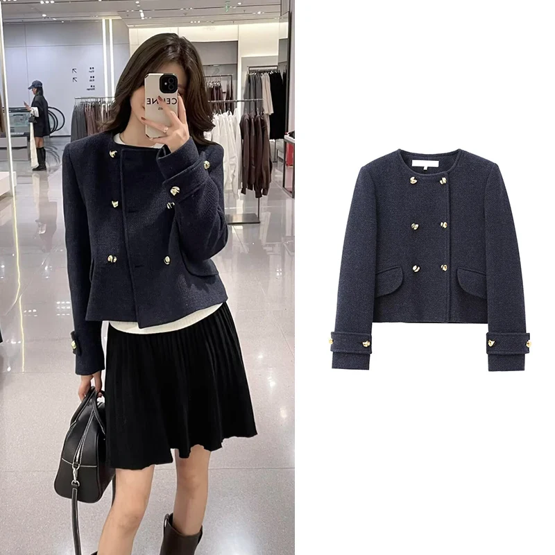 

Spring New Women's Jackets 2026 Fashion Slim O-neck Elegant Short Women's Warm Coats Youth Chic Street Travel Casual Jackets