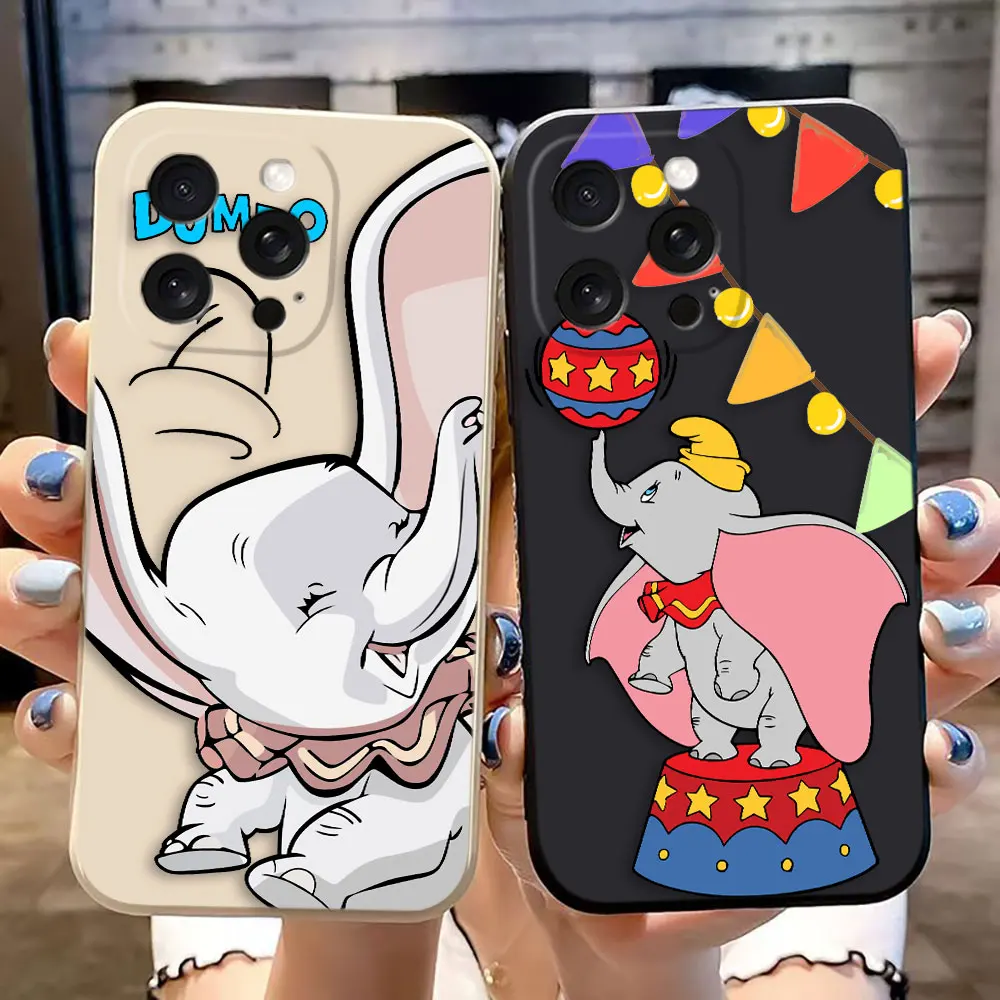 Disney Cartoon Dumbo Cover Phone Case For Apple iPhone 16 15 14 13 12 11 PRO MAX PLUS Colour Soft Silicone Case Funda Shell Capa