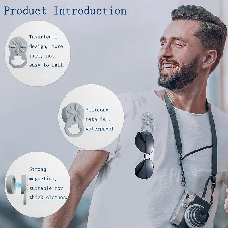 Upgraded Silicone Magnetic Eyeglass Holder Keep Glasses Safe Strong Magnet Suitable for Thick Clothes Secure Glasses Holder