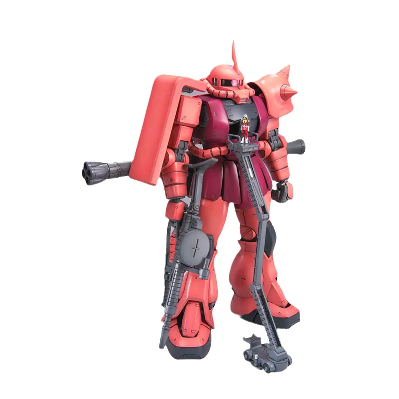 Bandai Original GUNDAM Anime Model MG 1/100 MS-06S CHAR S ZAKU Ver 2.0 Action Figure Assembly Model Toys Gifts for Children