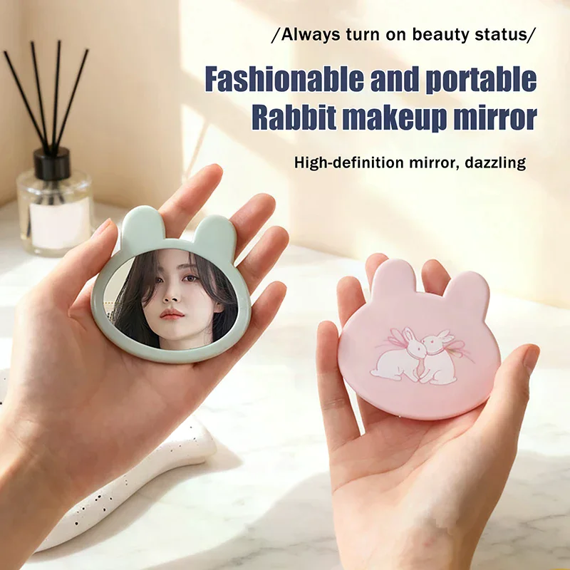 กระจกการ์ตูนน่ารักลายคริสต์มาส ซานตาคลอส กระต่ายน้อย พกพาสะดวก กระจกแต่งหน้าพกพาขนาดเล็ก