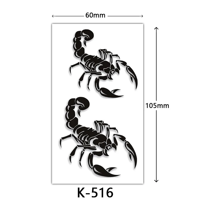 Tattoo Sticker Scorpion Tiger Eagle Snake Animal Rose Flower Temporary Waterproof Hand Arm Foot Makeup Body Art for Men Women