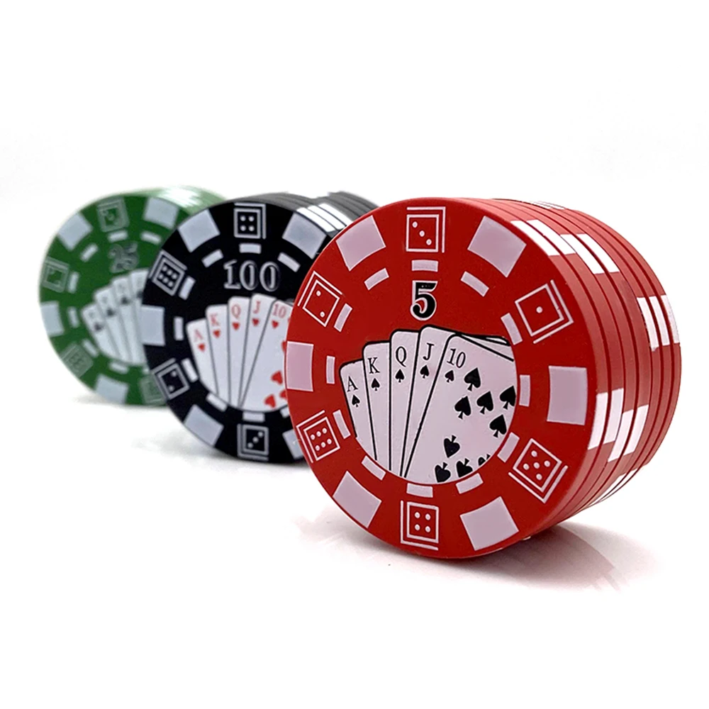 Poker Chip Tobacco Grinder 3 Layer Style Spice Cutter 40mm Herb Cutter Smoking Accessories Gadget Tool