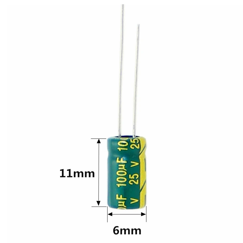 25v100uf High frequency low resistance aluminum electrolytic capacitors 6x11mm 20PCS