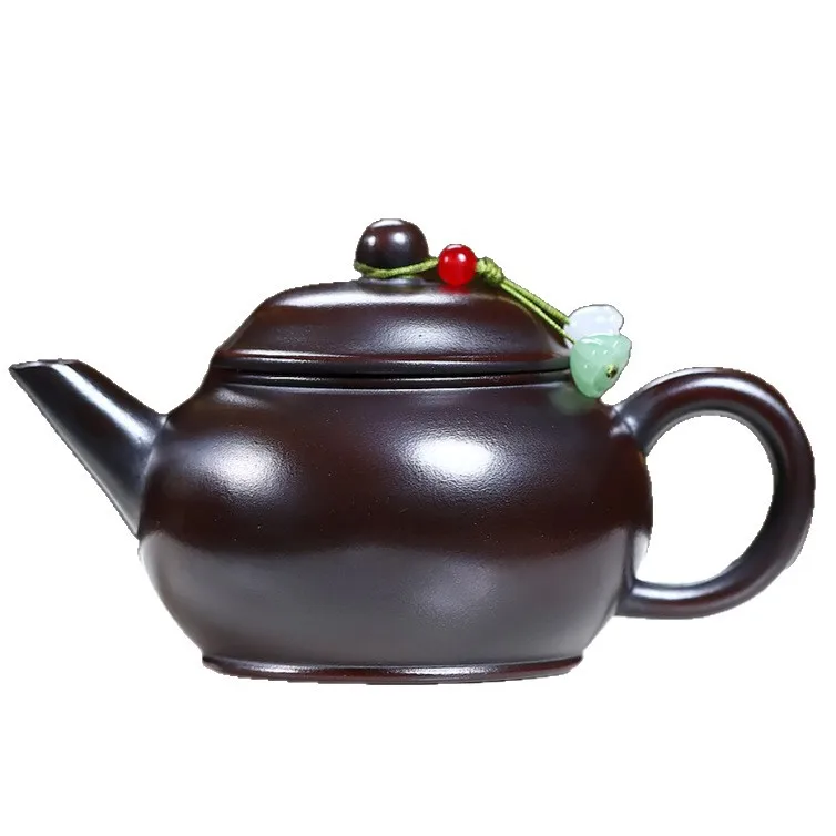 Teapot  Yixing Zisha Pot Raw Ore High-quality Bronze Black Mud Handmade Bronze Horizontal Pot Kung Fu Tea Set