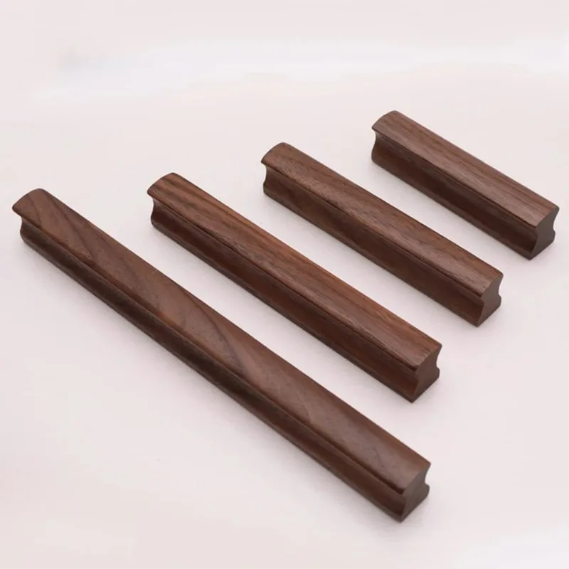 Wooden Cupboard Wardrobe Pulls Handle for Cabinets and Drawers Wood Dresser Door Knobs Nordic Style Long Furniture Handles