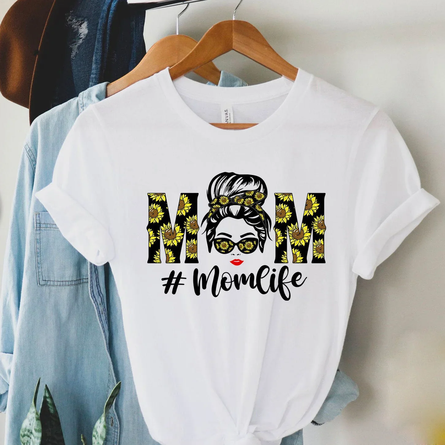 Women T-shirt Mom Life Busy Life Print Harajuku  Casual Ladies Tops Basic O-collar Short Sleeved Women  Leisure Clothes Tees