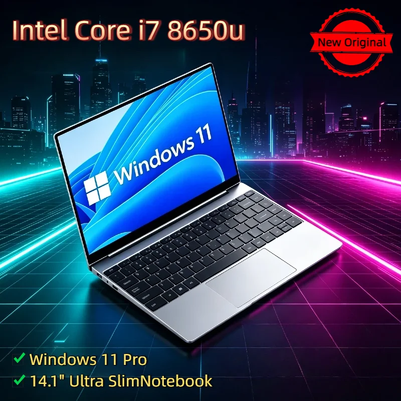 Windows 11 14.1 Inch Ultra Slim Gaming Laptop Intel Core i7 8650U 32GB RAM 2TB SSD 1920x1080 HD Notebook PC Gamer
