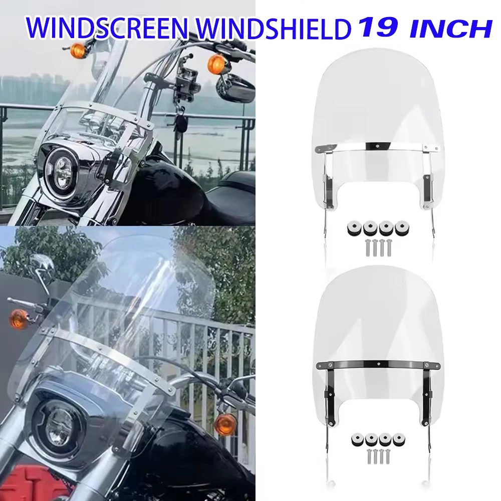 

Quick Release Motorcycle Touring Windscreen Windshield For Harley Softail Fatboy FLFB FLFBS 18-2023 Wind Deflector Shield Screen