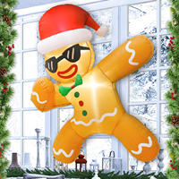 OurWarm 3.5 FT Inflatables Funny  Gingerbread Man Christmas Decor Outdoor, with Xmas Hat Broke Out from Window for Party Decor