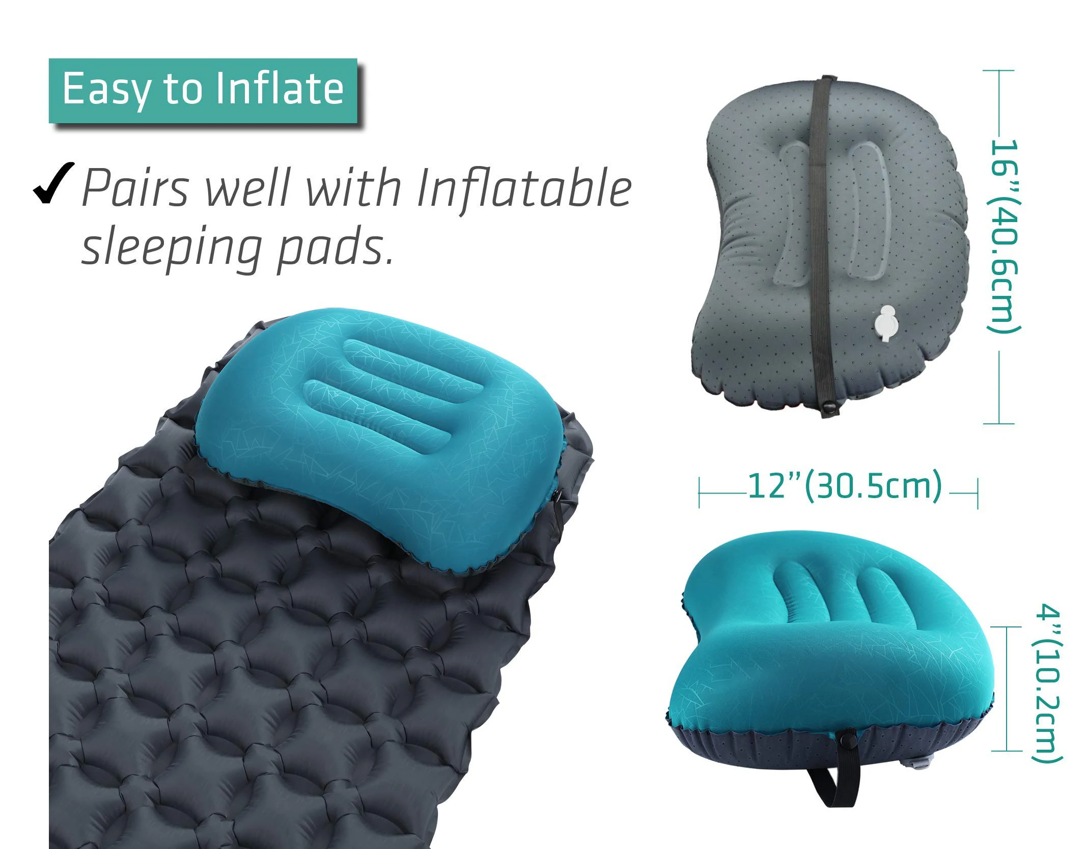 Oreiller de voyage gonflable portable ultraléger, équipement de couchage de protection pour le cou et le soutien lombaire, oreiller de camping extérieur