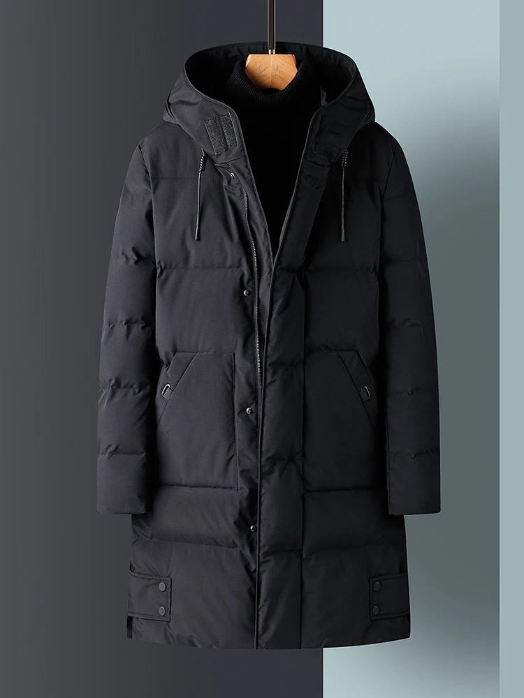 

Men's Mid-Length Thiened Cotton Jaet Autumn Winter New Faionable Durable Polyester Fiber Warm Casual Cleanfit Hooded