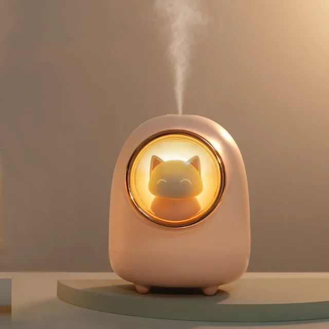 350ml słodki kociak nawilżacz powietrza bezprzewodowa kapsuła kosmiczna akumulator dyfuzor USB Mist Maker dla małych mini biura na biurko sypialnia