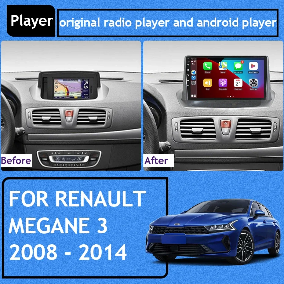 For Renault Megane 3 Fluence Samsung SM3 2008-2014 GPS Car Radio Android Auto Stereo Multimedia Video Player CarPlay 4G No 2din