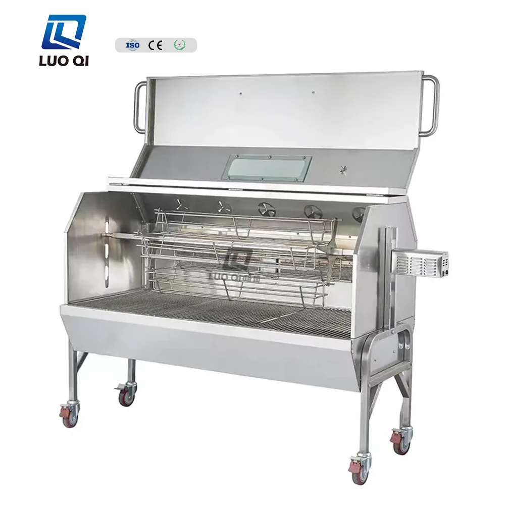 Luxurious Large Rotisserie Stainless Steel Gas and Charcoal BBQ Grill 60KG Outdoor Wholesale Barbecue Grill