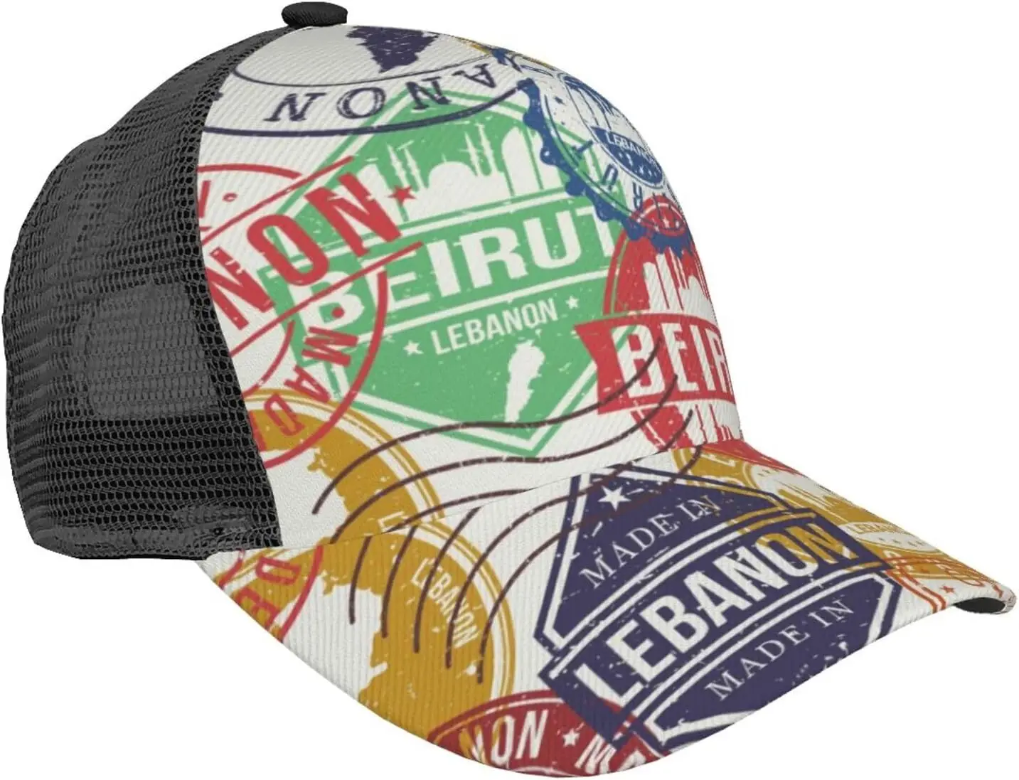 

Ponytail Baseball Cap for Women Men Adjustable Mesh Trucker Ponycap Quick Drying Sport Hat-Travel Stamp