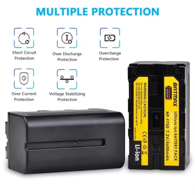 NP-F750 7.2V 5600mAh Rechargeable Battery for Light Emitting Diode Lithium-ion Rechargeable Battery
