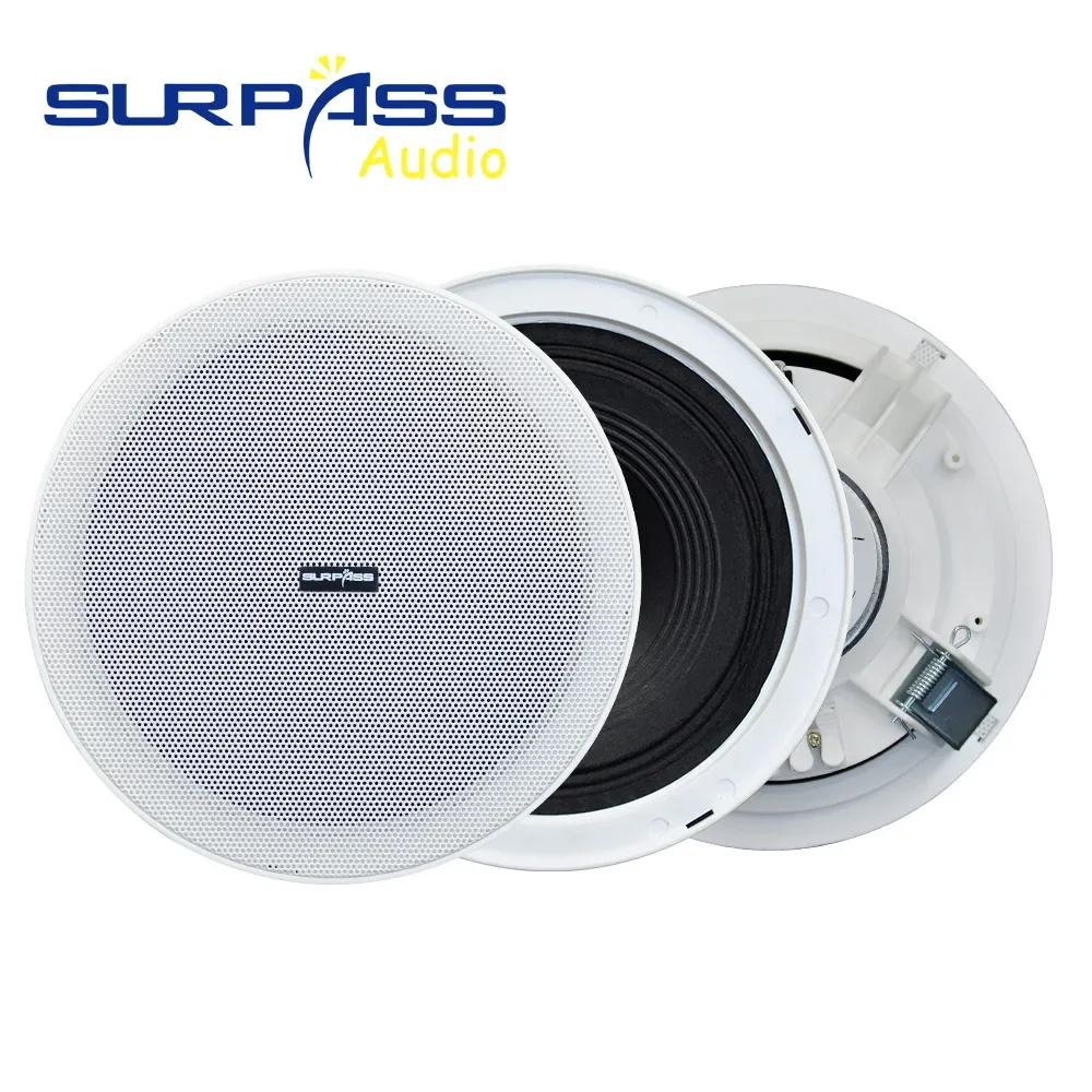 PA System 6.5inch Coxial Ceiling Speaker Passive Roof Speaker Stereo Sound Frameless Narrow Edge Shell Woofer Speaker CR620