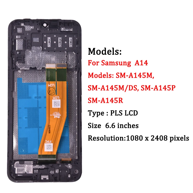 6.6‘’ For Samsung A14 4G LCD A145R A145M A145M A145M A145P LCD Display Touch Screen Digitizer Assembly For Samsung A145 LCD