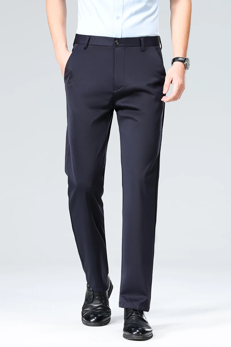 Mens Black Slim Fit Stretch Dress Pants Professional Office Trousers - Image 6