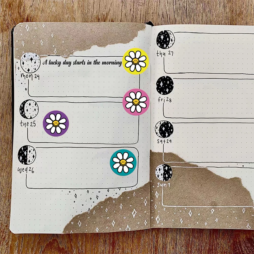 50-500pcs Flowers Sticker 1inch Paper Labels Round Reward Scrapbooking Stickers Wedding Party Decor Envelope Seals Stickers