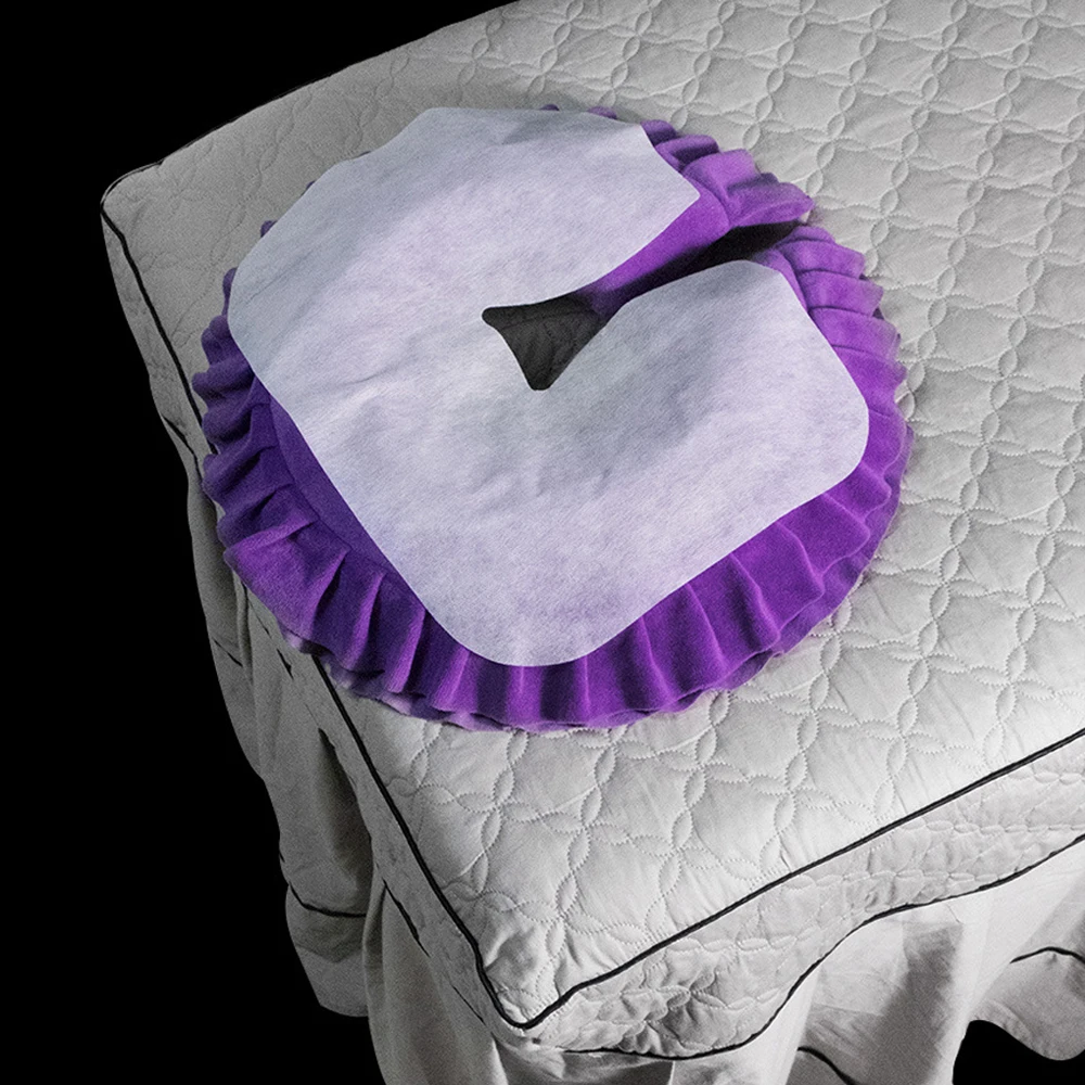 100x Disposable Spa Massage Cradle Table Sheets Headrest Pads Non Woven Fabric Face Pillow Hole Cover Face Rest Overlay Cushion