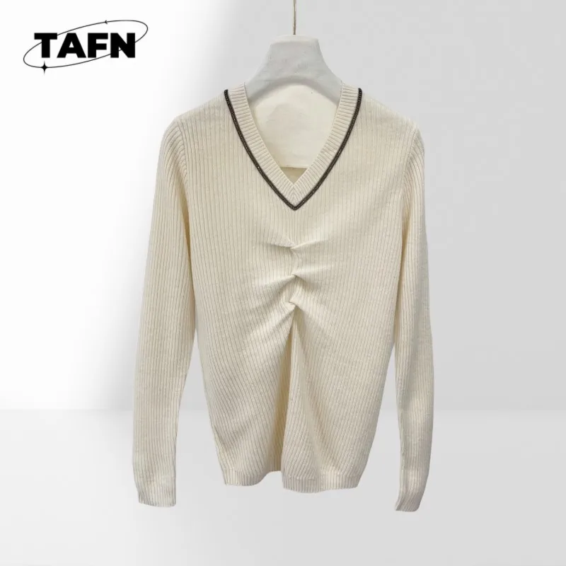 

100 Sheep Fur Collar Chain Sweater Trendy Grace Simple and Beautiful All-Match Fashion Stylish and Cozy Winter WearAG2321